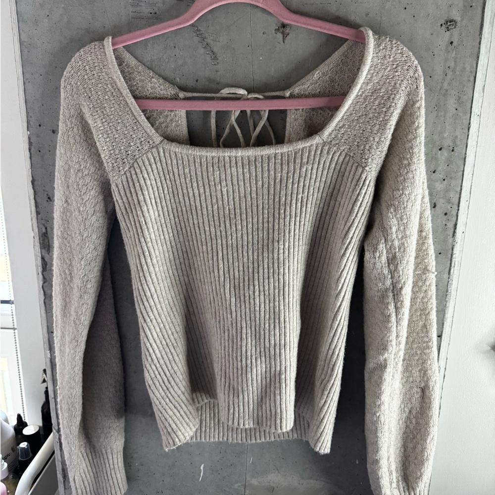 Pink Rose Cream Scoop Neck Sweater